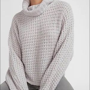 OVERSIZED OPEN STITCH COWL NECK SWEATER